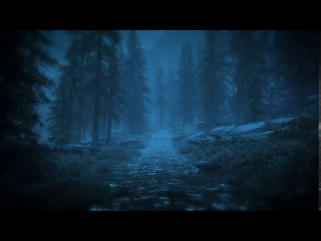 Skyrim – Night Rain Ambiance 2 (ambient music, raindrops, crickets, trees)